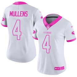 Limited Women's Nick Mullens White/Pink Jersey - #4 Football San Francisco 49ers Rush Fashion