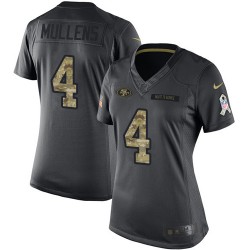 Limited Women's Nick Mullens Black Jersey - #4 Football San Francisco 49ers 2016 Salute to Service