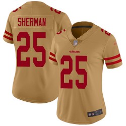 Limited Women's Richard Sherman Gold Jersey - #25 Football San Francisco 49ers Inverted Legend