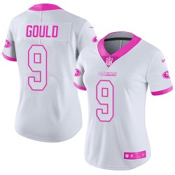 Limited Women's Robbie Gould White/Pink Jersey - #9 Football San Francisco 49ers Rush Fashion