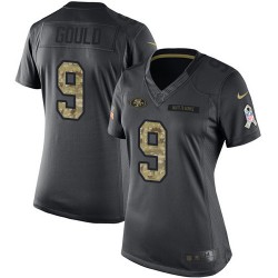 Limited Women's Robbie Gould Black Jersey - #9 Football San Francisco 49ers 2016 Salute to Service