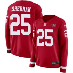 Limited Women's Richard Sherman Red Jersey - #25 Football San Francisco 49ers Therma Long Sleeve