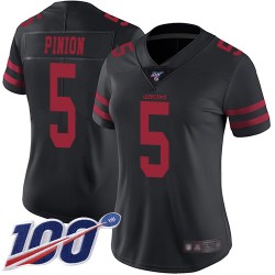 Limited Women's Bradley Pinion Black Alternate Jersey - #5 Football San Francisco 49ers 100th Season Vapor Untouchable