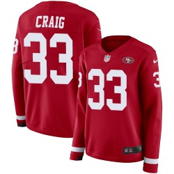 Limited Women's Roger Craig Red Jersey - #33 Football San Francisco 49ers Therma Long Sleeve
