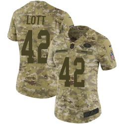 Limited Women's Ronnie Lott Camo Jersey - #42 Football San Francisco 49ers 2018 Salute to Service
