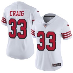 Limited Women's Roger Craig White Jersey - #33 Football San Francisco 49ers Rush Vapor Untouchable