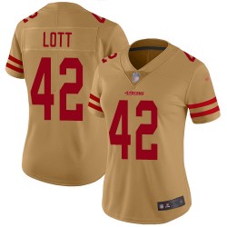Limited Women's Ronnie Lott Gold Jersey - #42 Football San Francisco 49ers Inverted Legend