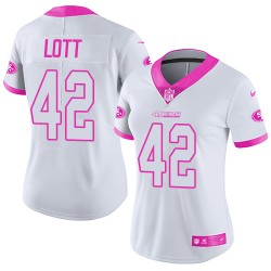 Limited Women's Ronnie Lott White/Pink Jersey - #42 Football San Francisco 49ers Rush Fashion