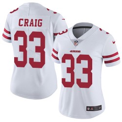 Limited Women's Roger Craig White Road Jersey - #33 Football San Francisco 49ers Vapor Untouchable