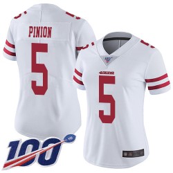 Limited Women's Bradley Pinion White Road Jersey - #5 Football San Francisco 49ers 100th Season Vapor Untouchable