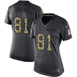 Limited Women's Terrell Owens Black Jersey - #81 Football San Francisco 49ers 2016 Salute to Service