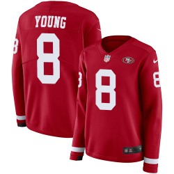 Limited Women's Steve Young Red Jersey - #8 Football San Francisco 49ers Therma Long Sleeve