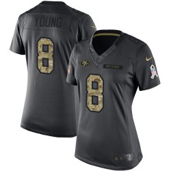Limited Women's Steve Young Black Jersey - #8 Football San Francisco 49ers 2016 Salute to Service