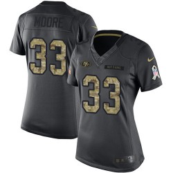 Limited Women's Tarvarius Moore Black Jersey - #33 Football San Francisco 49ers 2016 Salute to Service