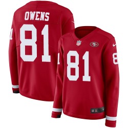 Limited Women's Terrell Owens Red Jersey - #81 Football San Francisco 49ers Therma Long Sleeve