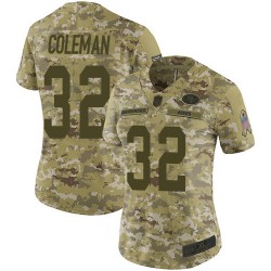 Limited Women's Tevin Coleman Camo Jersey - #26 Football San Francisco 49ers 2018 Salute to Service