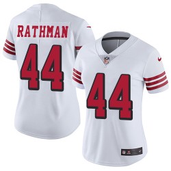 Limited Women's Tom Rathman White Jersey - #44 Football San Francisco 49ers Rush Vapor Untouchable