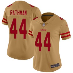 Limited Women's Tom Rathman Gold Jersey - #44 Football San Francisco 49ers Inverted Legend
