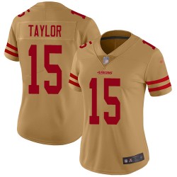 Limited Women's Trent Taylor Gold Jersey - #15 Football San Francisco 49ers Inverted Legend