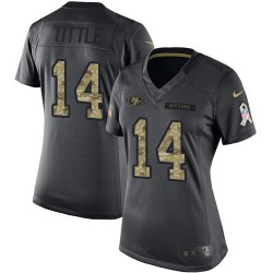 Limited Women's Y.A. Tittle Black Jersey - #14 Football San Francisco 49ers 2016 Salute to Service