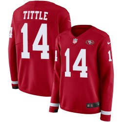 Limited Women's Y.A. Tittle Red Jersey - #14 Football San Francisco 49ers Therma Long Sleeve