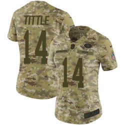 Limited Women's Y.A. Tittle Camo Jersey - #14 Football San Francisco 49ers 2018 Salute to Service