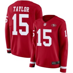 Limited Women's Trent Taylor Red Jersey - #15 Football San Francisco 49ers Therma Long Sleeve