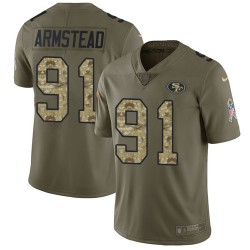 Limited Youth Arik Armstead Olive/Camo Jersey - #91 Football San Francisco 49ers 2017 Salute to Service