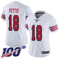 Limited Women's Dante Pettis White Jersey - #18 Football San Francisco 49ers 100th Season Rush Vapor Untouchable