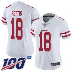 Limited Women's Dante Pettis White Road Jersey - #18 Football San Francisco 49ers 100th Season Vapor Untouchable