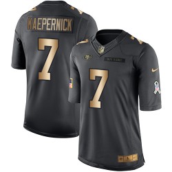 Limited Youth Colin Kaepernick Black/Gold Jersey - #7 Football San Francisco 49ers Salute to Service