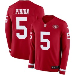 Limited Youth Bradley Pinion Red Jersey - #5 Football San Francisco 49ers Therma Long Sleeve