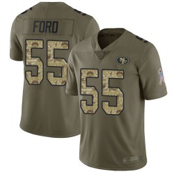 Limited Youth Dee Ford Olive/Camo Jersey - #55 Football San Francisco 49ers 2017 Salute to Service