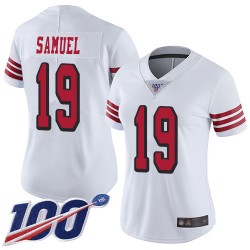 Limited Women's Deebo Samuel White Jersey - #19 Football San Francisco 49ers 100th Season Rush Vapor Untouchable