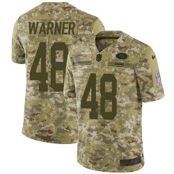 Limited Youth Fred Warner Camo Jersey - #54 Football San Francisco 49ers 2018 Salute to Service