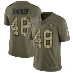 Limited Youth Fred Warner Olive/Camo Jersey - #54 Football San Francisco 49ers 2017 Salute to Service