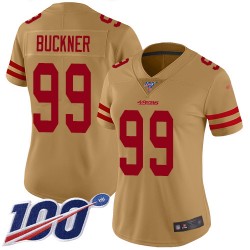 Limited Women's DeForest Buckner Gold Jersey - #99 Football San Francisco 49ers 100th Season Inverted Legend