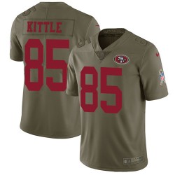 Limited Youth George Kittle Olive Jersey - #85 Football San Francisco 49ers 2017 Salute to Service
