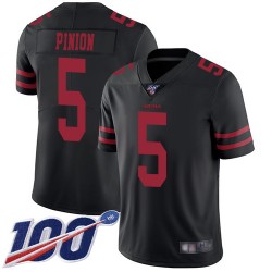 Limited Men's Bradley Pinion Black Alternate Jersey - #5 Football San Francisco 49ers 100th Season Vapor Untouchable