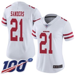 Limited Women's Deion Sanders White Road Jersey - #21 Football San Francisco 49ers 100th Season Vapor Untouchable