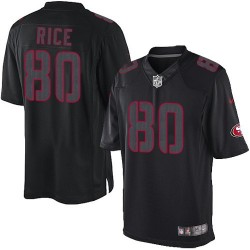 Limited Youth Jerry Rice Black Jersey - #80 Football San Francisco 49ers Impact