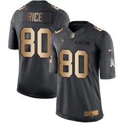 Limited Youth Jerry Rice Black/Gold Jersey - #80 Football San Francisco 49ers Salute to Service