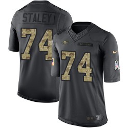 Limited Youth Joe Staley Black Jersey - #74 Football San Francisco 49ers 2016 Salute to Service