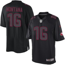 Limited Youth Joe Montana Black Jersey - #16 Football San Francisco 49ers Impact