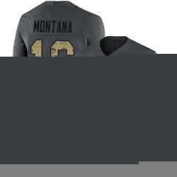 Limited Youth Joe Montana Black Jersey - #16 Football San Francisco 49ers Salute to Service Therma Long Sleeve