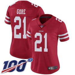Limited Women's Frank Gore Red Home Jersey - #21 Football San Francisco 49ers 100th Season Vapor Untouchable