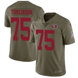 Limited Youth Laken Tomlinson Olive Jersey - #75 Football San Francisco 49ers 2017 Salute to Service