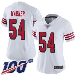 Limited Women's Fred Warner White Jersey - #54 Football San Francisco 49ers 100th Season Rush Vapor Untouchable