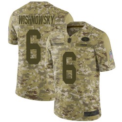 Limited Youth Mitch Wishnowsky Camo Jersey - #6 Football San Francisco 49ers 2018 Salute to Service