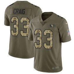 Limited Youth Roger Craig Olive/Camo Jersey - #33 Football San Francisco 49ers 2017 Salute to Service